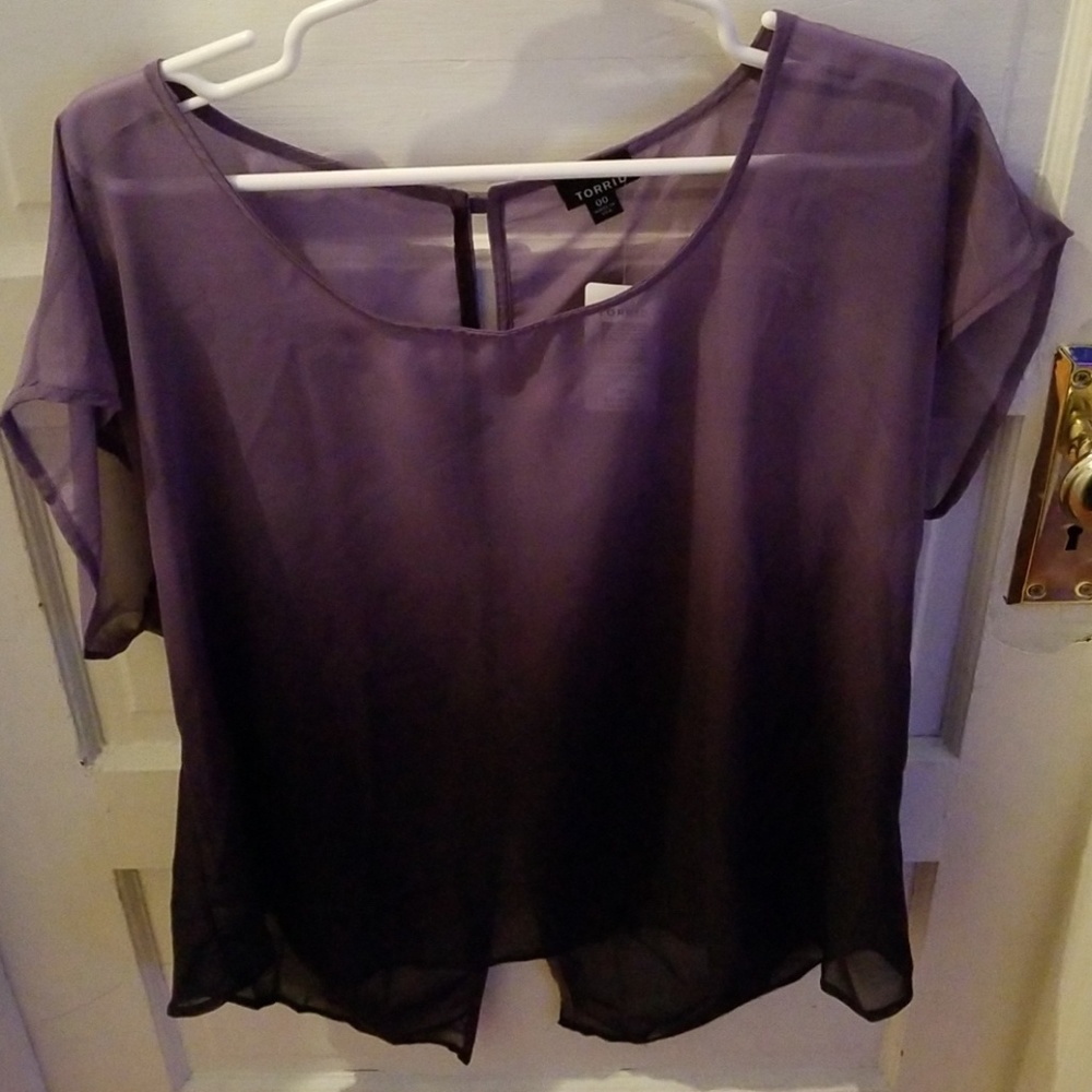 Sheer Purple Ombre Chiffon Torrid Blouse